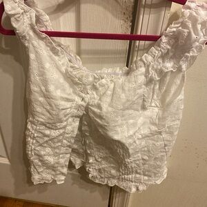 White Eyelet Ruffle Blouse